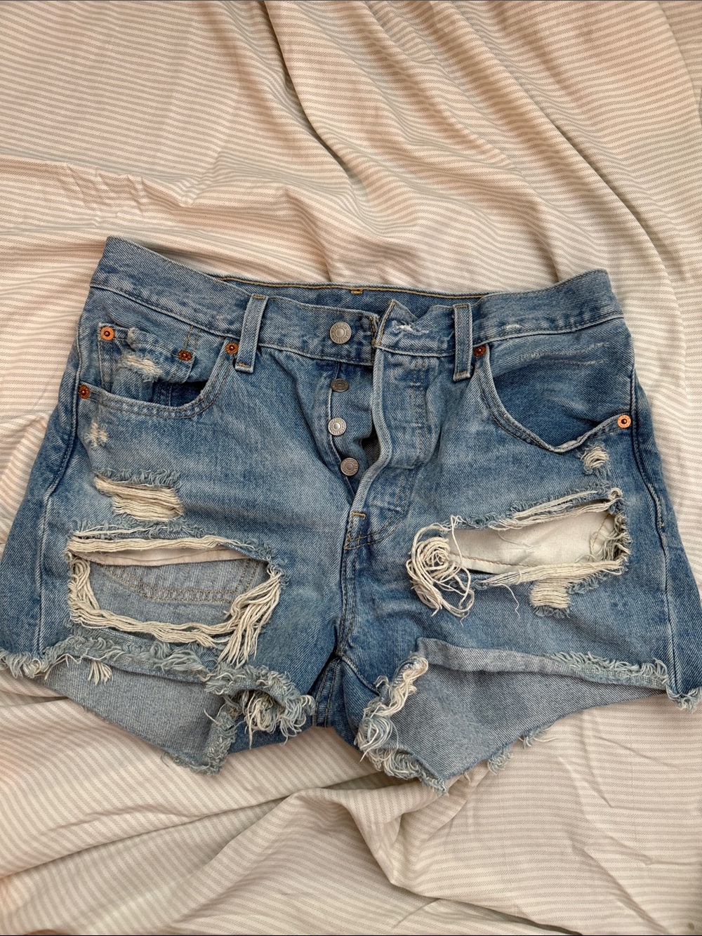 Levi’s 501 Distressed Light Blue Denim Women’s Shorts
